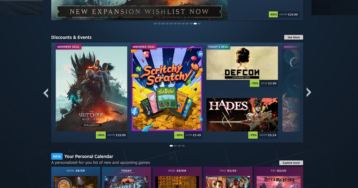 Valve переводит витрину скидок и событий на главной странице Steam на умные алгоритмы