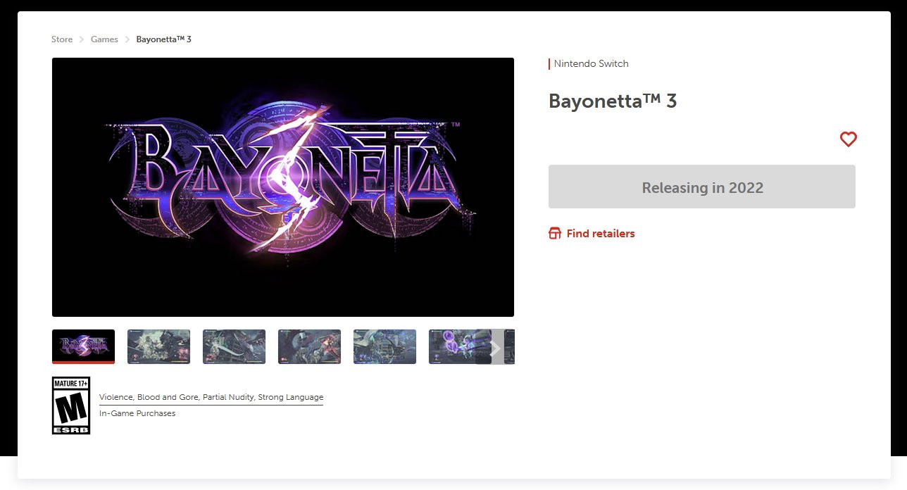 Bayonetta 3 получила возрастной рейтинг