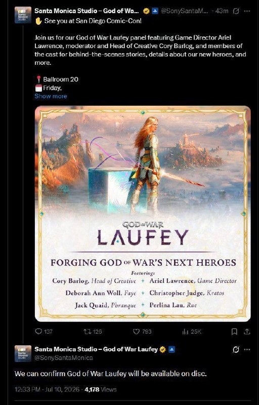 Santa Monica Studio подтвердила релиз God of War: Laufey на физических дисках до закрытия формата в 2028 году