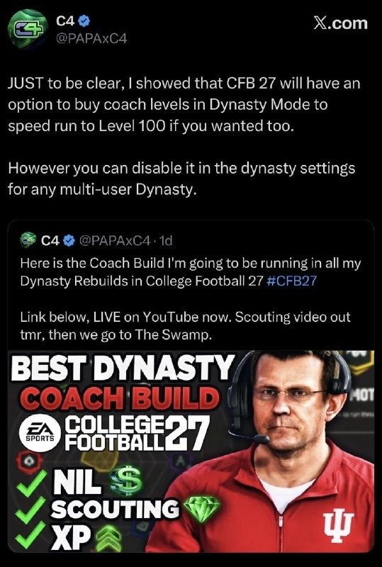 Скандал в College Football 27: EA заблокировала прокачку тренера за донат, но отменила решение после бунта игроков